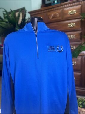 Nike Blue Dri-FIT Zip Pullover with Black & White Collar
